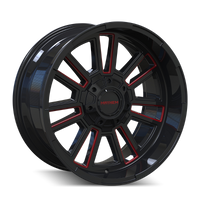 Thumbnail for Mayhem 8115 Apollo 20x10 / 8x165.1 BP / -19mm Offset / 125.2mm Hub Black w/ Prism Red Wheel