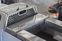 Thumbnail for Deezee Universal Aluminum Front Truck Cargo Management Cab Rack Silver Mesh