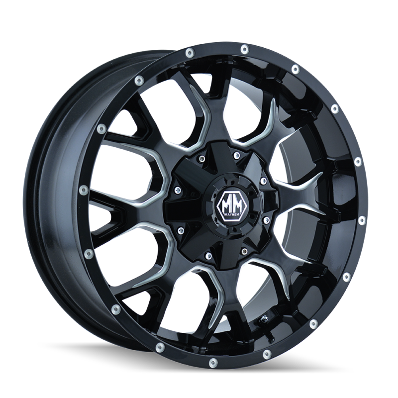 Mayhem 8015 Warrior 20x9 / 6x120 BP / 18mm Offset / 78.1mm Hub Black w/ Milled Spokes Wheel