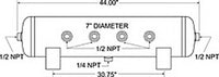 Thumbnail for Firestone Air Tank 20 Gallon 12in. x 44in. (6) 1/2in. NPT Ports 150 PSI Max - Black (WR17609277)