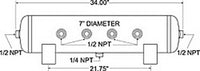 Thumbnail for Firestone Air Tank 5 Gallon 7in. x 34in. (6) 1/2in. NPT Ports 150 PSI Max - Black (WR17609248)