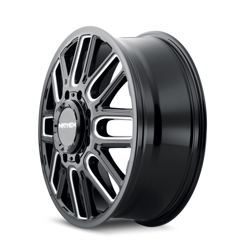 Mayhem 8107D Cogent Dually 22x8.25 / 8x200 BP / 115mm Offset / 142mm Hub Black w/Milled Spokes Wheel