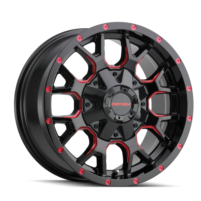 Mayhem 8015 Warrior 17x9 / 6x135 BP / -12mm Offset / 106mm Hub Black w/ Prism Red Wheel