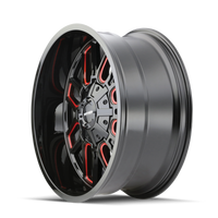 Thumbnail for Mayhem 8107 Cogent 18x9 / 8x165.1 BP / 0mm Offset / 130.8mm Hub Black w/ Prism Red Wheel