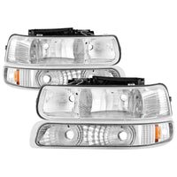 Thumbnail for Xtune Chevy TahOE 00-06 Amber Crystal Headlights w/ Bumper Lights Chrome HD-JH-CSIL99-SET-AM-C