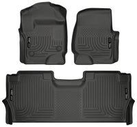 Thumbnail for Husky Liners 17-19 F-250/F-350/F-450 Crew Cab Weatherbeater Black Front & 2nd Seat Floor Liners