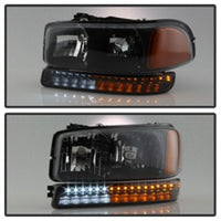 Thumbnail for xTune GMC Sierra 99-06 /Yukon 00-06 Headlights & LED Bumper Lights - Black HD-JH-GS99-LED-SET-BK