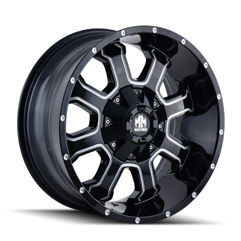 Mayhem 8103 Fierce 17x9 / 5x127 BP / -12mm Offset / 87mm Hub Black w/ Milled Spokes Wheel