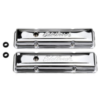 Thumbnail for Edelbrock Valve Cover Signature Series Chevrolet 1959-1986 262-400 CI V8 Low Chrome