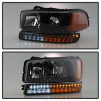 Thumbnail for xTune GMC Sierra 99-06 /Yukon 00-06 Headlights & LED Bumper Lights - Black HD-JH-GS99-LED-SET-BK