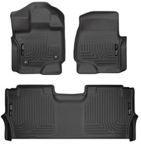 Thumbnail for Husky Liners 21-24 Ford F-150 SuperCrew Weatherbeater Black Front & 2nd Seat Floor Liners