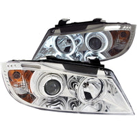 Thumbnail for ANZO 2006-2008 BMW 3 Series E90-E91 Projector Headlights w/ Halo w/ LED Bar Chrome (CCFL)