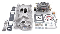 Thumbnail for Edelbrock Manifold And Carb Kit Performer Eps Small Block Chevrolet 1957-1986 Natural Finish