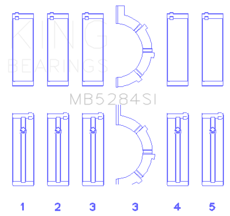 King Engine Bearings Chrysler/Jeep 287Ci 4.7L (Size +0.50mm) Main Bearing Set