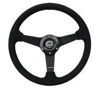 Thumbnail for NRG Sport Steering Wheel (350mm/ 1.5in. Deep) Matte Black Spoke/ Black Alcantara w/ Black Stitching