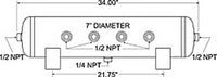 Thumbnail for Firestone Air Tank 5 Gallon 7in. x 34in. (6) 1/2in. NPT Ports 150 PSI Max - Black (WR17609248)