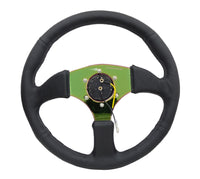 Thumbnail for NRG Reinforced Steering Wheel (350mm / 2.5in. Deep) Leather Race Comfort Grip w/4mm Neochrome Spokes