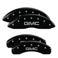 Thumbnail for MGP 4 Caliper Covers Engraved Front & Rear GMC Black Finish Silver Char 2019 GMC Sierra 1500