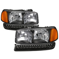 Thumbnail for xTune GMC Sierra 99-06 /Yukon 00-06 Headlights & LED Bumper Lights - Black HD-JH-GS99-LED-SET-BK