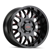 Thumbnail for Mayhem 8110 Tripwire 20x9 / 5x150 BP / 0mm Offset / 110mm Hub Black w/ Prism Red Wheel