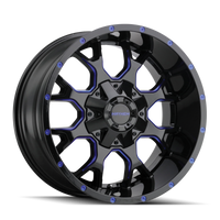 Thumbnail for Mayhem 8015 Warrior 20x9 / 5x127 BP / 0mm Offset / 87mm Hub Black w/ Prism Blue Wheel