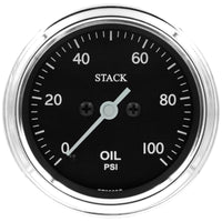 Thumbnail for Autometer Stack 52mm 0-100 PSI 1/8in NPTF Male Pro Stepper Motor Oil Pressure Gauge - Classic