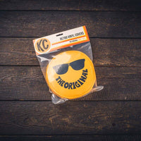 Thumbnail for KC HiLiTES Retro 6in Round Yellow Vinyl Light Cover w/ Black KC Sunglasses Logo