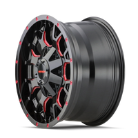 Thumbnail for Mayhem 8015 Warrior 20x10 / 5x127 BP / -25mm Offset / 87mm Hub Black w/ Prism Red Wheel