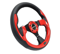 Thumbnail for NRG Reinforced Steering Wheel (320mm) Blk w/Red Trim & 5mm 3-Spoke