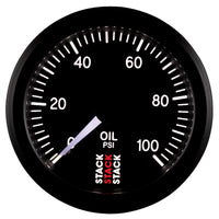 Thumbnail for Autometer Stack 52mm 0-100 PSI 1/8in NPTF (M) Mechanical Oil Pressure Gauge - Black