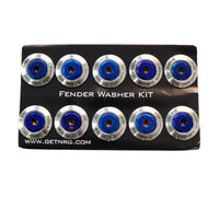 Thumbnail for NRG Fender Washer Kit (TI Series) M6 Bolts/SS For Plastic (Silver Washer/TI Burn Screw) - Set of 10