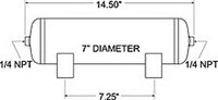 Thumbnail for Firestone Air Tank 2 Gallon 7in. x 14.5in. (2) 1/4in. NPT Ports 150 PSI Max - Black (WR17609126)