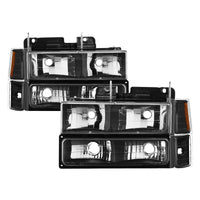 Thumbnail for Xtune Chevy Suburban 94-98 Headlights w/ Corner & Parking Lights 8pcs Black HD-JH-CCK88-AM-BK-SET