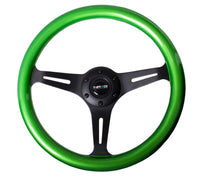 Thumbnail for NRG Classic Wood Grain Steering Wheel (350mm) Green Pearl/Flake Paint w/Black 3-Spoke Center