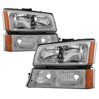 Thumbnail for Xtune Chevy Silverado 2500HD 03-06 Crystal Headlights w/ Bumper Lights Chrome HD-JH-CSIL03-AM-C-SET