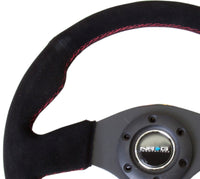 Thumbnail for NRG Reinforced Steering Wheel (320mm) Suede w/Red Stitch