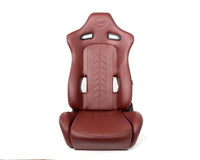 Thumbnail for NRG Reclinable Sport Seats (Pair) The Arrow Maroon Vinyl w/ Pressed NRG logo w/ Maroon Stitch