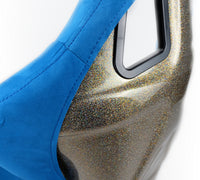 Thumbnail for NRG FRP Bucket Seat ULTRA Edition - Large (Blue Alcantara/Gold Glitter Back)