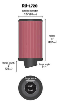 Thumbnail for K&N Filter Universal Rubber Round Air Filter 20 Deg Flange Angle 2.25in Flange ID x 3.5in OD x 6in H