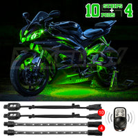 Thumbnail for XK Glow Strips Single Color XKGLOW LED Accent Light Motorcycle Kit Green - 10xPod + 4x8In