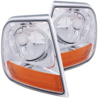 Thumbnail for ANZO Corner Lights 1997-2003 Ford F-150 HARLEY - DAVIDSON Style Corner Lights Chrome w/ Amber Rflct