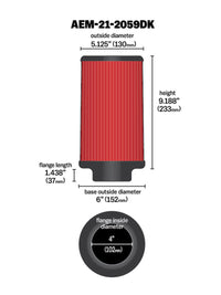 Thumbnail for AEM 4 in x 9 in Dryflow Element Filter