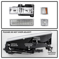 Thumbnail for Xtune 92-94 Blazer Full Size Corner/LED Bumper Headlights Chrome HD-JH-CCK88-LED-AM-C-SET