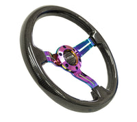 Thumbnail for NRG Carbon Fiber Steering Wheel (350mm / 1.5in. Deep) Neochrome 3-Spoke Design w/Slit Cuts