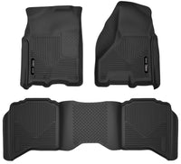 Thumbnail for Husky Liners 09-18 Dodge Ram 1500 Crew Cab X-Act Contour Front & Second Seat Floor Liners - Black