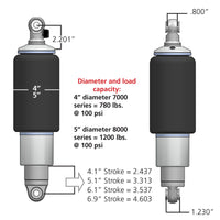 Thumbnail for Ridetech HQ Series Rear ShockWaves 5in Travel 4in dia Rolling Sleeve .625 Bearing/.625 Bearing