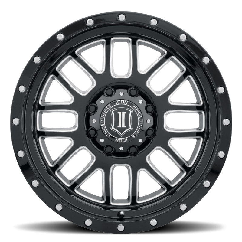 ICON Alpha 20x9 5x150 16mm Offset 5.625in BS Gloss Black Milled Spokes Wheel