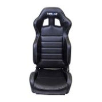 Thumbnail for NRG Reclinable Sport Seats (Pair) PVC Leather w/NRG Logo - Black w/White Stitching