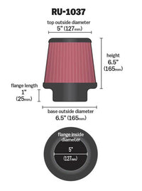 Thumbnail for K&N Universal Clamp-On Air Filter 5in FLG / 6-1/2in B / 5in T / 6-1/2in H