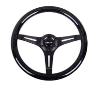 Thumbnail for NRG Classic Wood Grain Steering Wheel (350mm) Black Sparkled Grip w/Black 3-Spoke Center